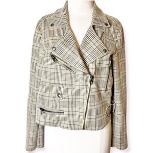 Blank NYC plaid moto style cropped jacket sz M